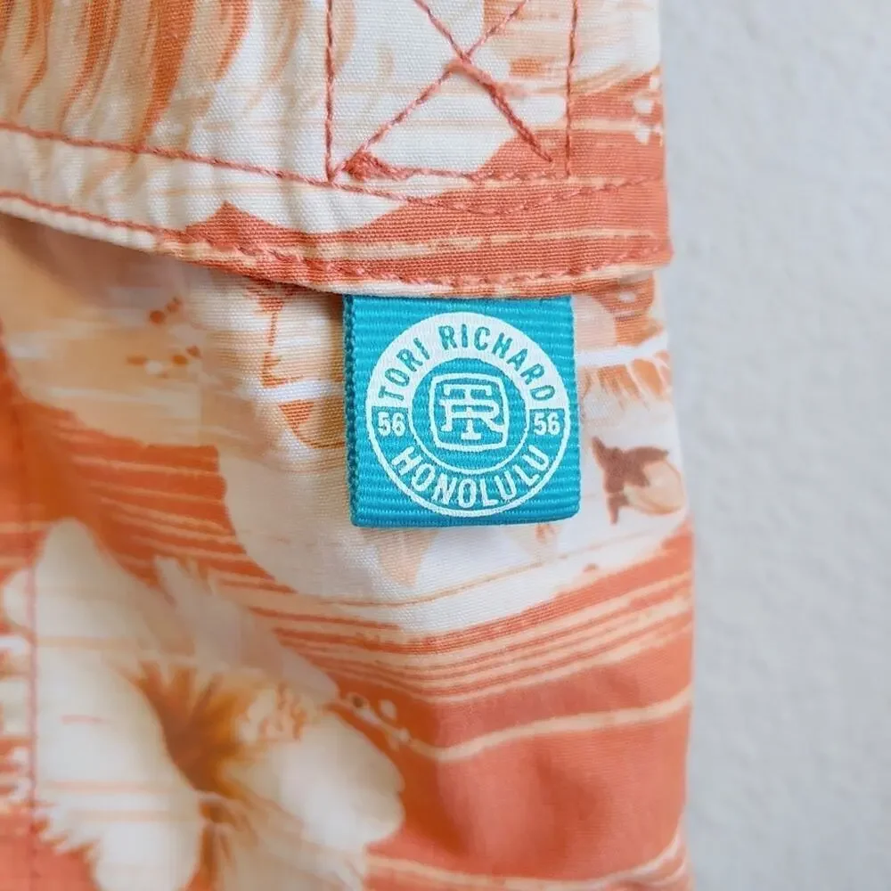 Tori Richard Men's Tropical Hawaiian Vacation Palm Trees Swim Trunks Sz L